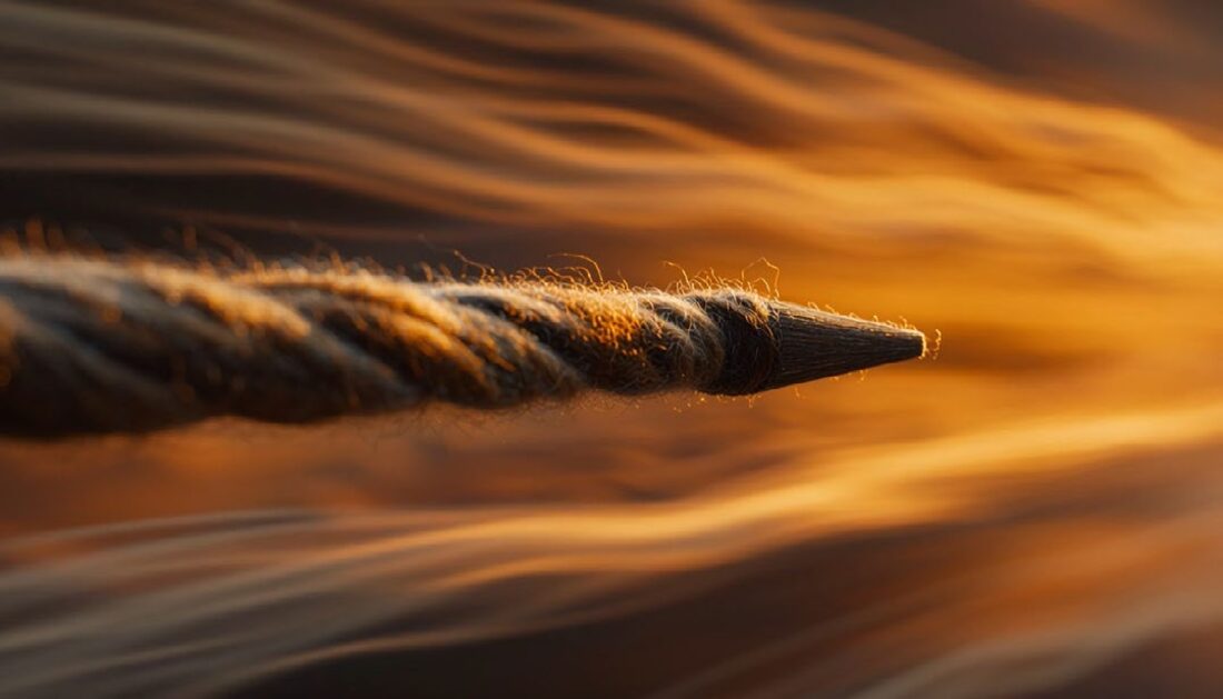AI-animation still — a golden arrow in flight